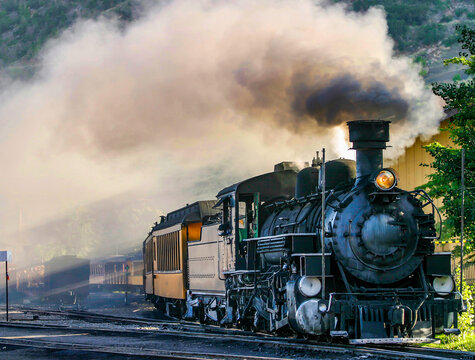 Steam train under way Colorado