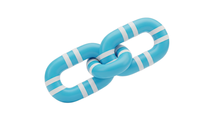 3D Render of a Blue and White Striped Chain Link