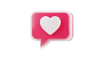 3D Pink Heart Speech Bubble Icon