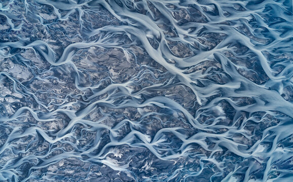 Arterial Rivers from Above, Fractal Patterns from Glacial Lagoons