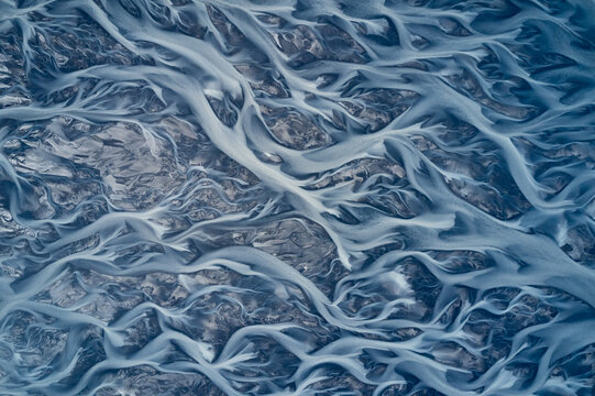 Arterial Rivers from Above, Fractal Patterns from Glacial Lagoons
