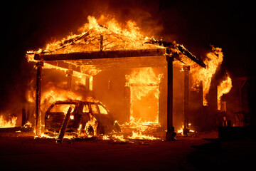 Structures on Fire During Alta Dena Wildfire