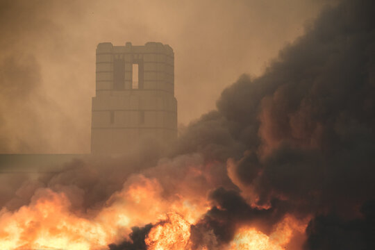 Fire Rages Through Downtown in Alta Dena CA