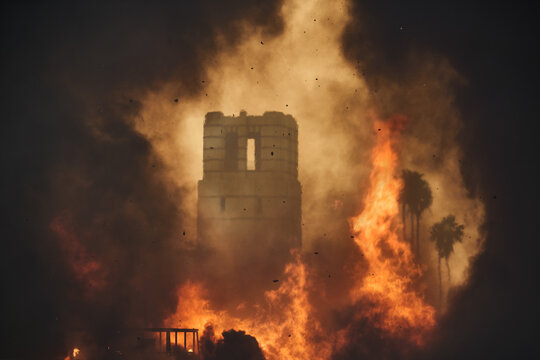 Fire Rages Through Downtown in Alta Dena CA