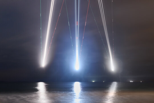 Long Exposure of Plane Departing from LAX