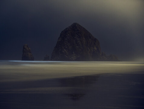 Haystack Rock on a Dreary Night #2