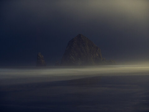 Haystack Rock on a Dreary Night #1