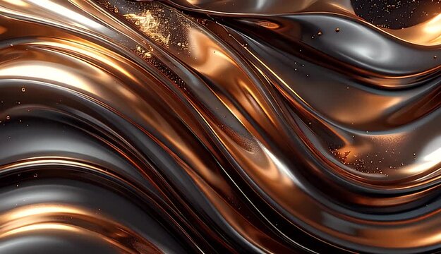 Luxurious Flowing Waves of Polished Metal With Gold Sparkles and Subtle Light Reflections