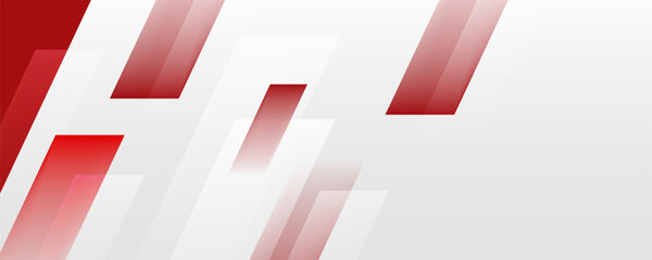 Red and white abstract banner background. Modern abstract white and red background with 3D Overlap layers effect.