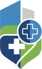 Obraz premium Abstract graphic with medical symbols in blue and green