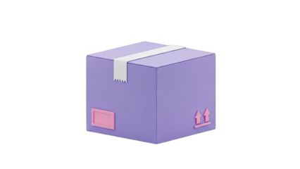 Purple 3D Rendered Shipping Box with Pink Accents