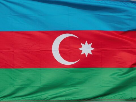 Azerbaijan Flag with Crescent and Star - Powered by Adobe