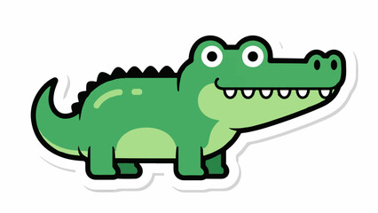 Obraz premium A whimsical cartoon alligator with wide eyes and a toothy grin, on a white background