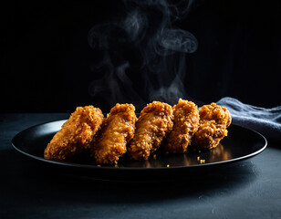 fried chicken in black background
