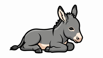 Fototapeta premium Adorable cartoon donkey resting peacefully on a white background