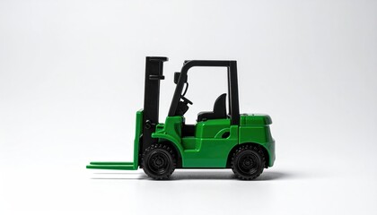 Naklejka premium Green Toy Forklift on White Background for Playtime Fun.