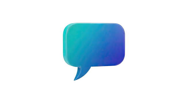 3D Blue and Teal Gradient Speech Bubble - Powered by Adobe
