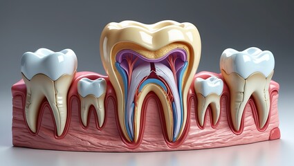 Inside the tooth: anatomy in section &mdash; AI-generated