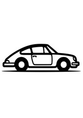 Fototapeta premium Stylish sports car icon in black and white on a light background for automotive concept