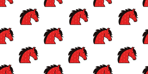 2026 Chinese New Year Zodiac animal seamless pattern design. Vector seamless background from abstract red horse. Ideal 2026 Chinese New Year wrapping paper design. EPS 10