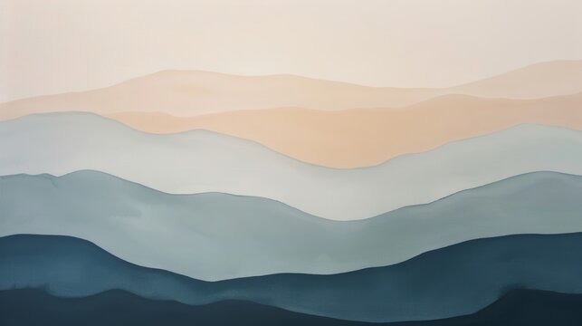 A subtle gradient of sandy beige and dusty rose fading into smokey shades of slate blue and charcoal capturing the peaceful stillness of a sunset in the mountains