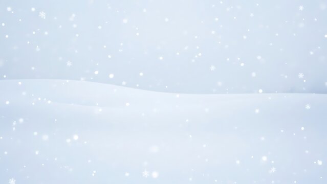 Snow falling on white ground with blue background snowflakes snowfall winter - Powered by Adobe