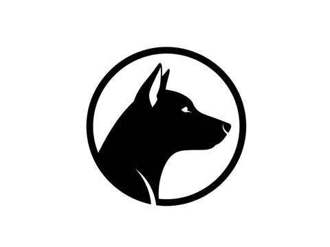 Minimalist Dog Head Silhouette in Circular Frame &ndash; Bold Vector Emblem Design