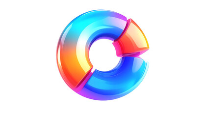 Obraz premium 3D, glossy letter C with rainbow gradient on a black background