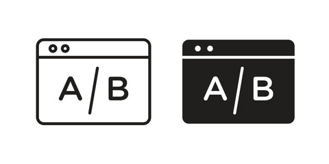 A B testing icons set designed in filled, outline, line and stroke style © iconic