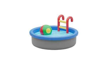 Inflatable pool with ball and ladder