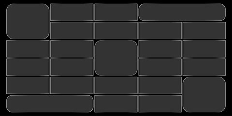 Futuristic transparent glass Bento Grid frames for website landing page. Digital banners UI templates design


