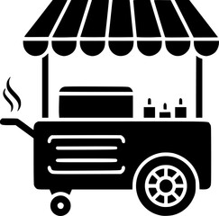 Street Food Cart Mobile Vendor Vector Silhouette
