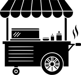 Street Food Cart Mobile Vendor Vector Silhouette