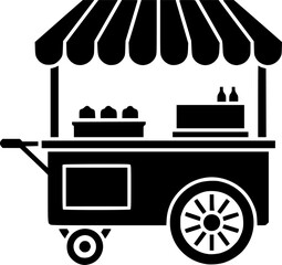 Street Food Cart Mobile Vendor Vector Silhouette