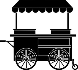 Street Food Cart Mobile Vendor Vector Silhouette