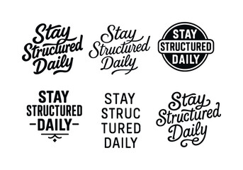 Obraz premium Harmonious Lettering Grid. Stay structured daily. Set lettering. harmonious lettering variations of the same emblematic concept, each with different artistic