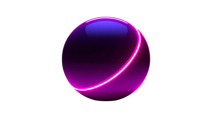 A glossy sphere with a vibrant neon light encircling it on black background