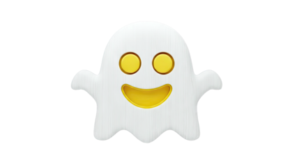 Smiling Ghost with Yellow Eyes and Mouth