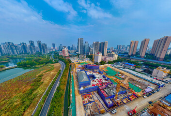 Wuhan Construction Site Aerial View - Urban Landscape Panoramic Photography © TranPhuoc