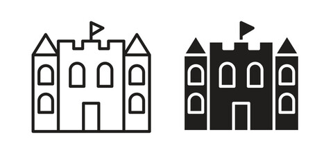 Castle icons set designed in filled, outline, line and stroke style © iconic
