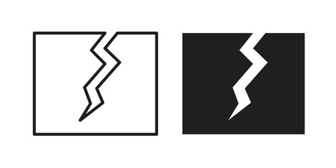 Crack icons set designed in filled, outline, line and stroke style