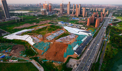 Beiyang Bridge Construction Site Aerial View - Urban Development © LeVan