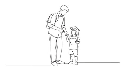 Father and child graduating, symbolizing achievement and parental pride in education