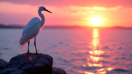 heron at sunset