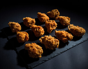 fried chicken in black background