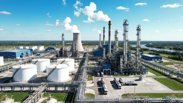 Aerial view of an industrial refinery