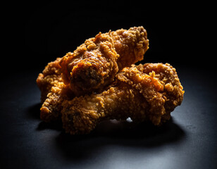 fried chicken in black background