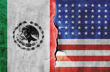 flag of the United States of America and the flag of Mexico on the wall