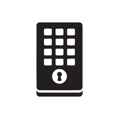 Black and white vector keypad door lock icon secure access keyhole security illustration