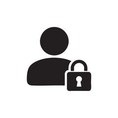 Black and white user icon with unlocked padlock symbol personal access and security concept vector illustration